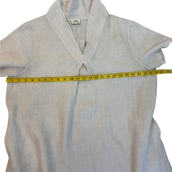 Italy 100% linen Elegant Cream Short Sleeve Dress - Picture 11 of 15